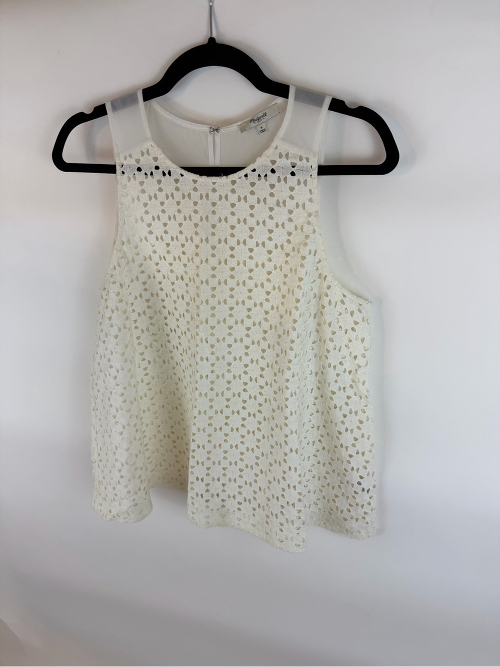Madewell Cream Eyelet Lace Sleeveless Blouse Top Size 8 - Picture 4 of 7